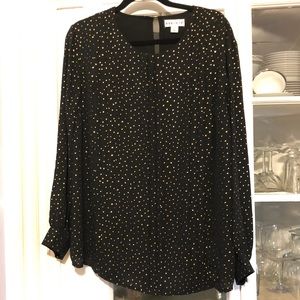 Sheer black and gold foil blouse
